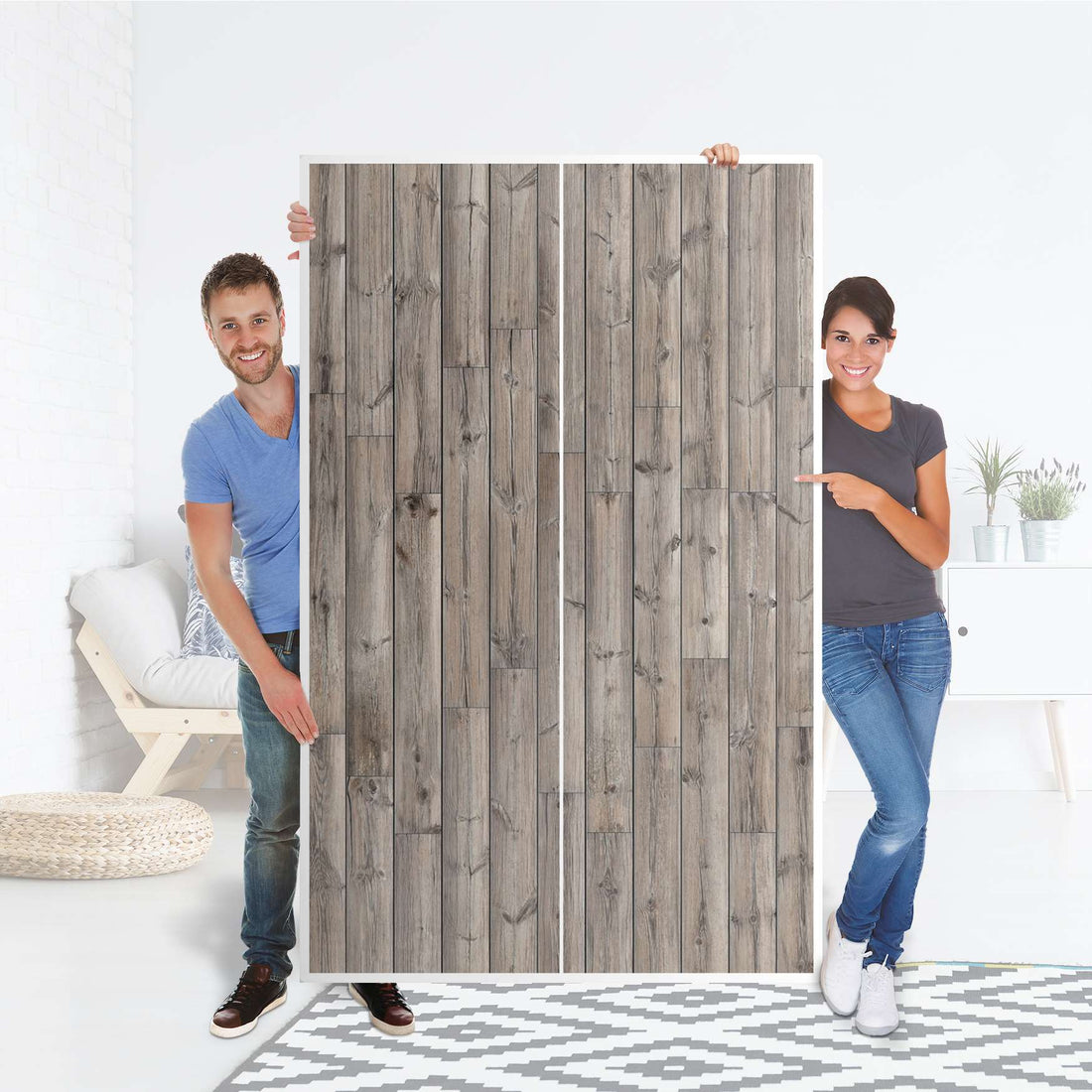 Klebefolie für Möbel Dark washed - IKEA Besta Schrank Hoch 2 Türen - Folie