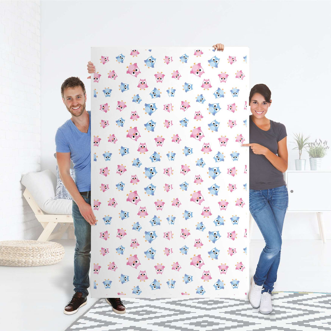 Klebefolie für Möbel Eulenparty - IKEA Besta Schrank Hoch 2 Türen - Folie