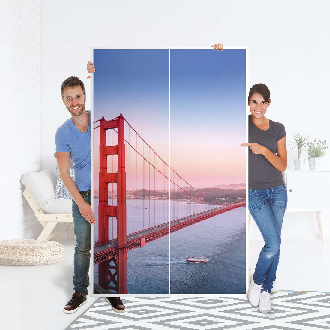 Klebefolie für Möbel Golden Gate - IKEA Besta Schrank Hoch 2 Türen - Folie