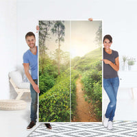 Klebefolie für Möbel Green Tea Fields - IKEA Besta Schrank Hoch 2 Türen - Folie