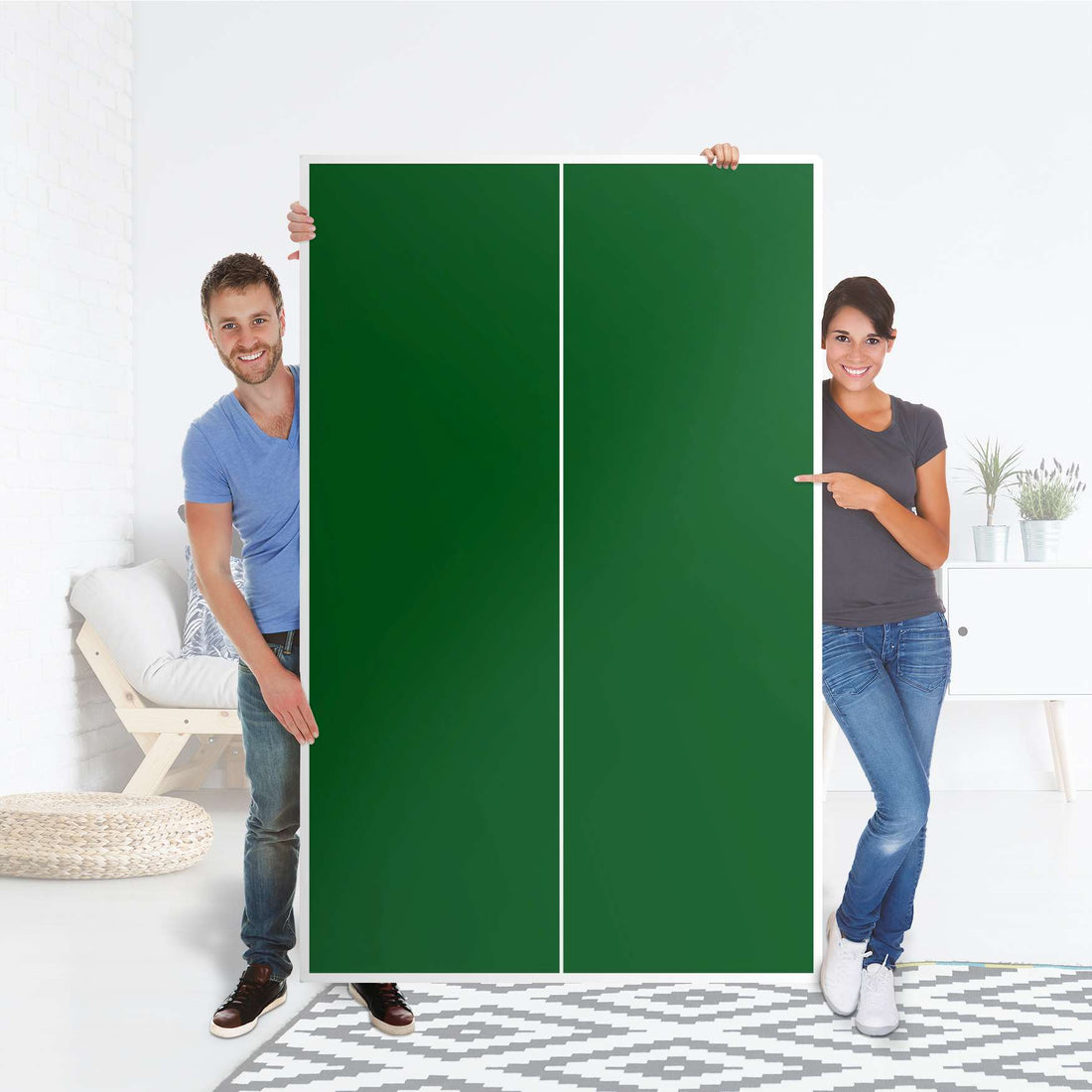 Klebefolie für Möbel Grün Dark - IKEA Besta Schrank Hoch 2 Türen - Folie