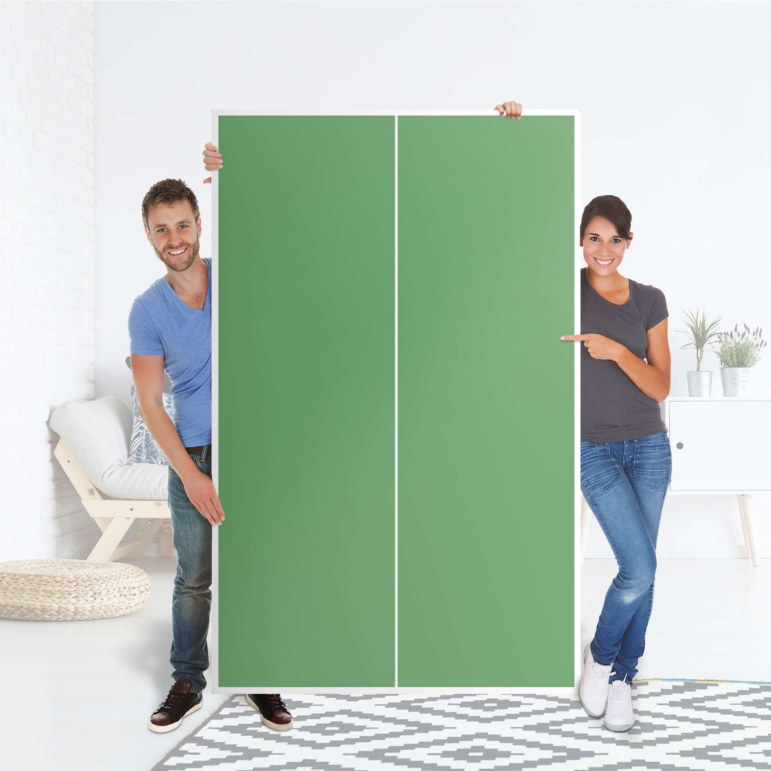Klebefolie für Möbel Grün Light - IKEA Besta Schrank Hoch 2 Türen - Folie
