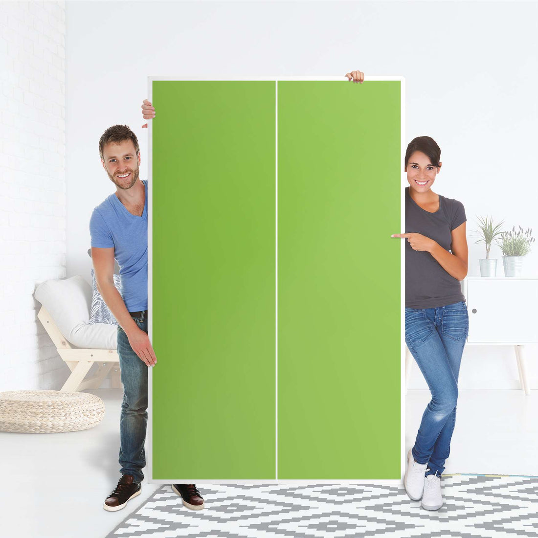 Klebefolie für Möbel Hellgrün Dark - IKEA Besta Schrank Hoch 2 Türen - Folie