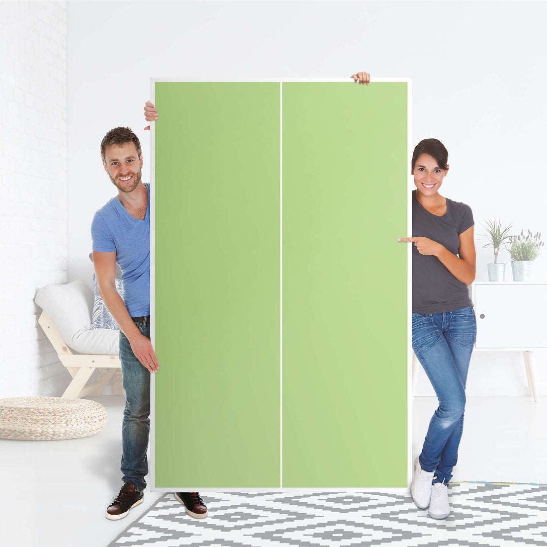 Klebefolie für Möbel Hellgrün Light - IKEA Besta Schrank Hoch 2 Türen - Folie