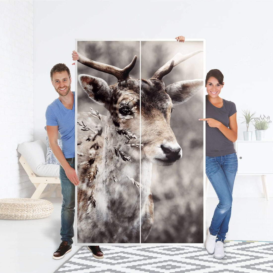 Klebefolie für Möbel Hirsch - IKEA Besta Schrank Hoch 2 Türen - Folie