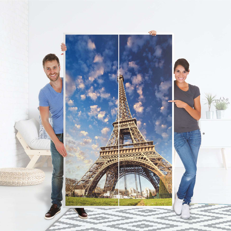Klebefolie für Möbel La Tour Eiffel - IKEA Besta Schrank Hoch 2 Türen - Folie