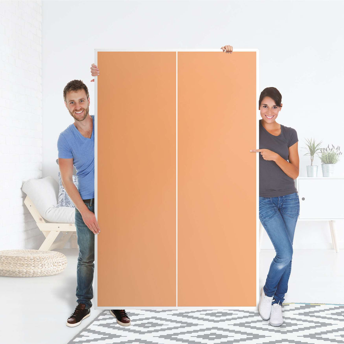 Klebefolie für Möbel Orange Light - IKEA Besta Schrank Hoch 2 Türen - Folie