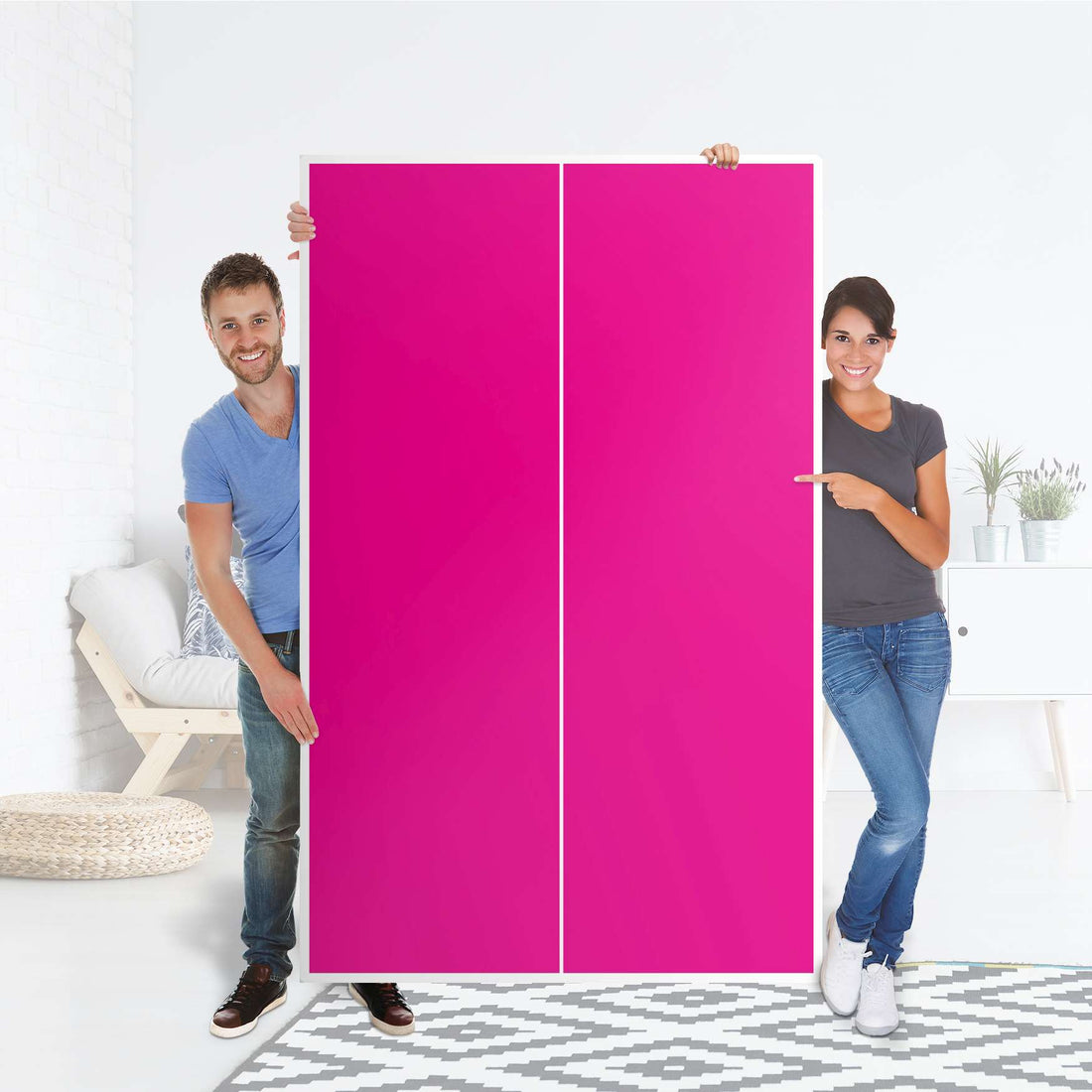 Klebefolie für Möbel Pink Dark - IKEA Besta Schrank Hoch 2 Türen - Folie