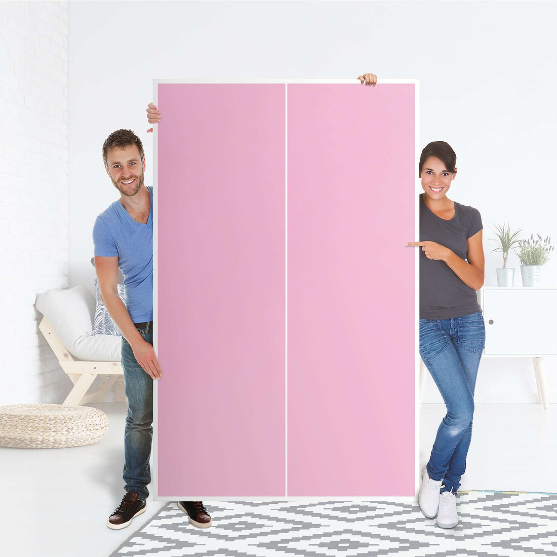 Klebefolie für Möbel Pink Light - IKEA Besta Schrank Hoch 2 Türen - Folie