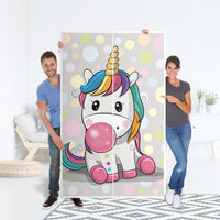Klebefolie für Möbel Rainbow das Einhorn - IKEA Besta Schrank Hoch 2 Türen - Folie
