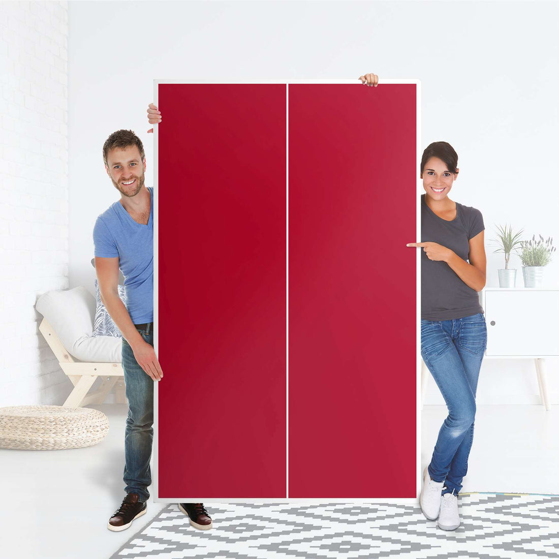Klebefolie für Möbel Rot Dark - IKEA Besta Schrank Hoch 2 Türen - Folie
