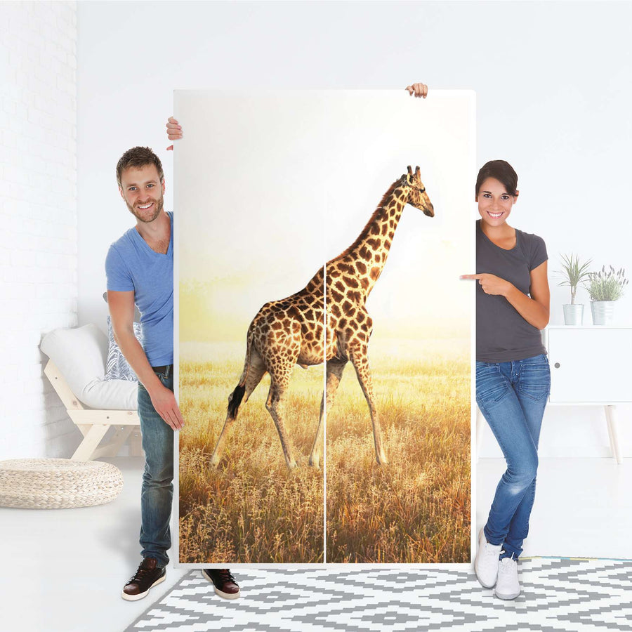 Klebefolie für Möbel Savanna Giraffe - IKEA Besta Schrank Hoch 2 Türen - Folie