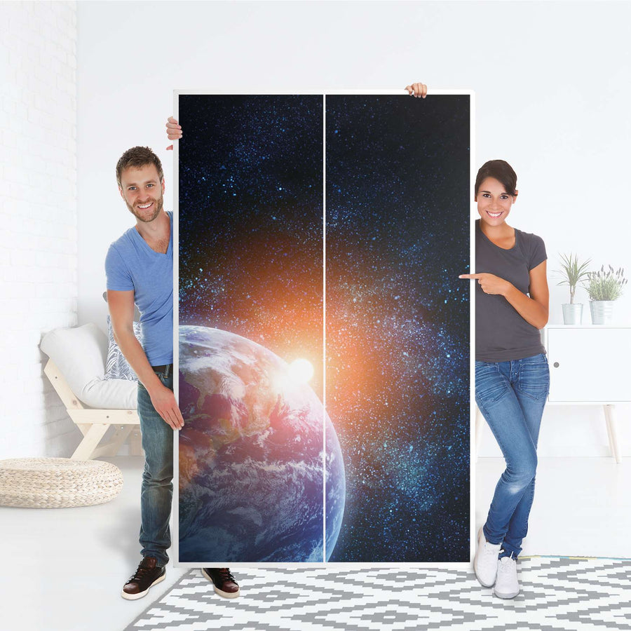 Klebefolie für Möbel Sunrise - IKEA Besta Schrank Hoch 2 Türen - Folie