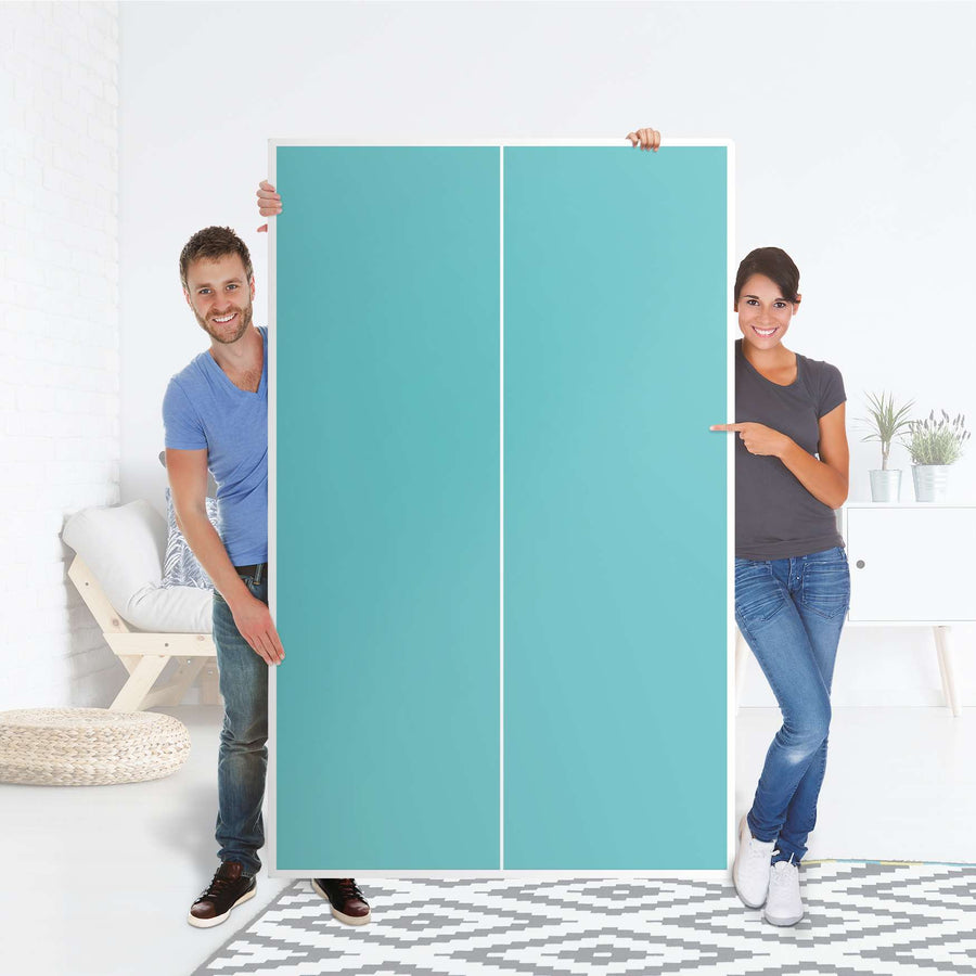 Klebefolie für Möbel Türkisgrün Light - IKEA Besta Schrank Hoch 2 Türen - Folie
