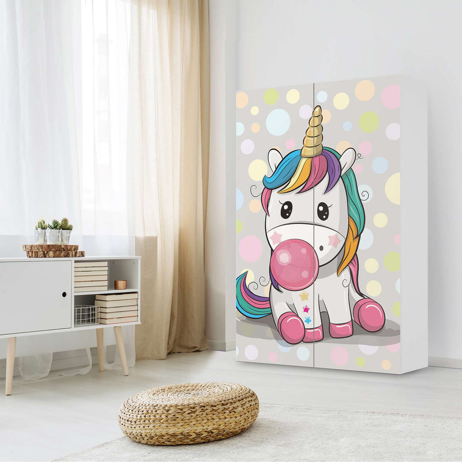 Klebefolie für Möbel Rainbow das Einhorn - IKEA Besta Schrank Hoch 2 Türen - Kinderzimmer