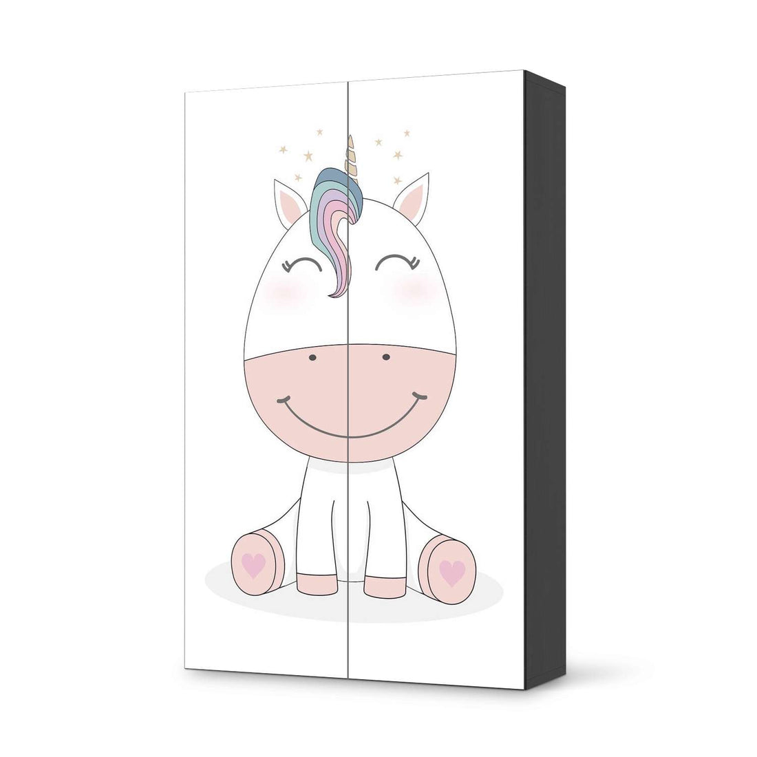 Klebefolie für Möbel Baby Unicorn - IKEA Besta Schrank Hoch 2 Türen - schwarz