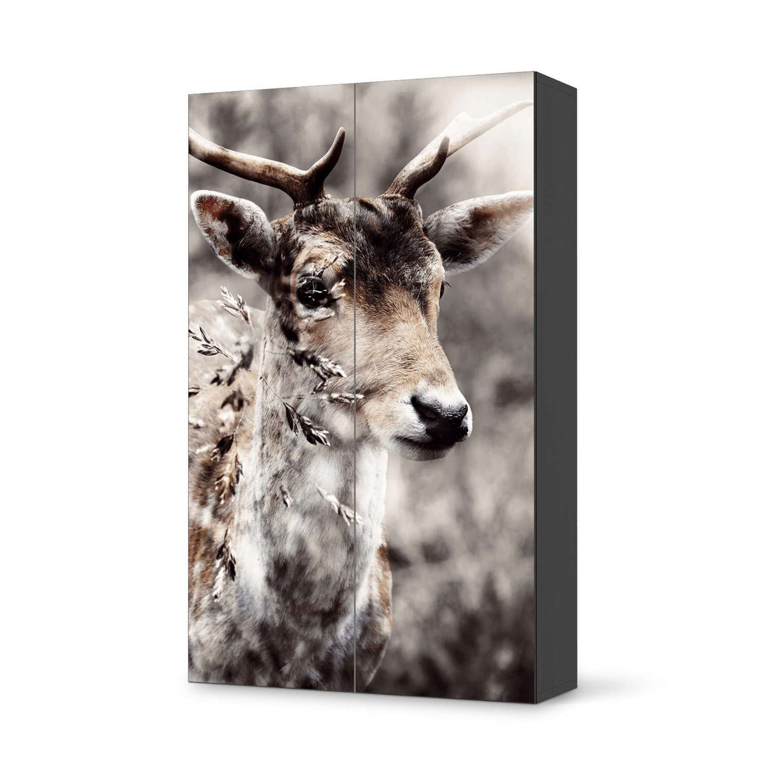 Klebefolie für Möbel Hirsch - IKEA Besta Schrank Hoch 2 Türen - schwarz