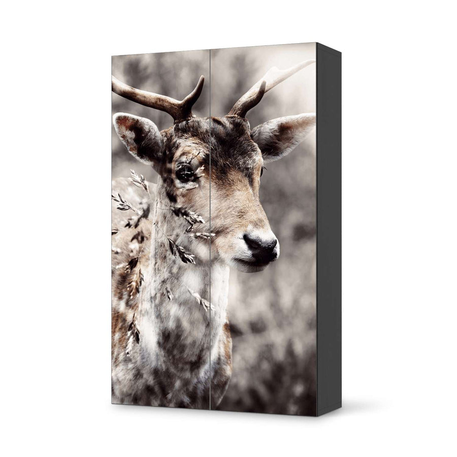 Klebefolie für Möbel Hirsch - IKEA Besta Schrank Hoch 2 Türen - schwarz