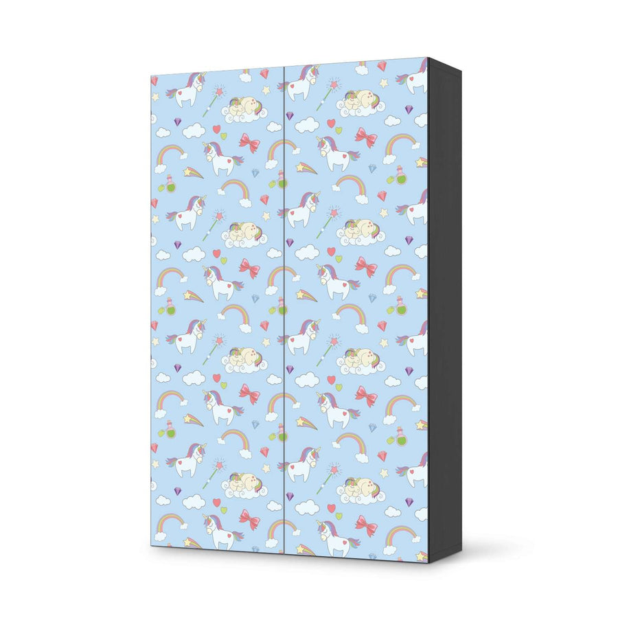 Klebefolie für Möbel Rainbow Unicorn - IKEA Besta Schrank Hoch 2 Türen - schwarz