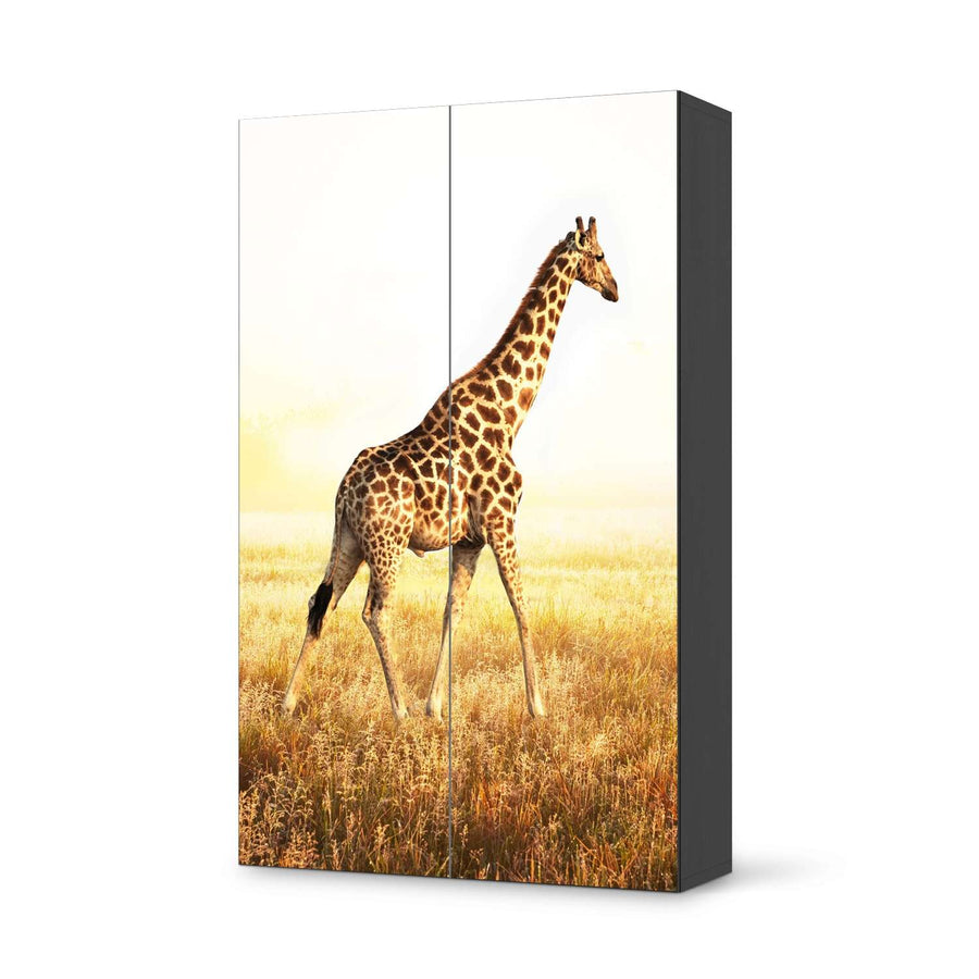 Klebefolie für Möbel Savanna Giraffe - IKEA Besta Schrank Hoch 2 Türen - schwarz