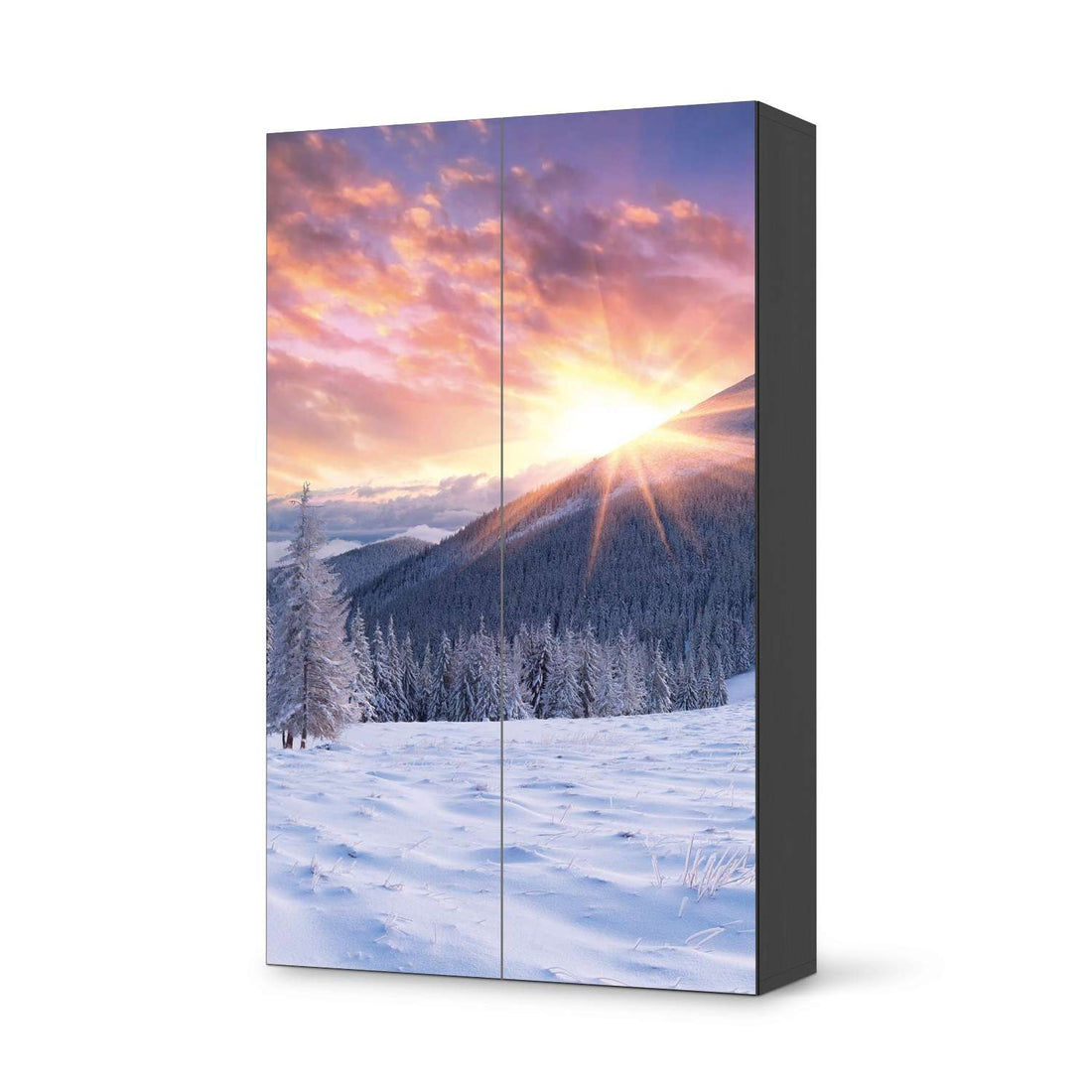 Klebefolie für Möbel Zauberhafte Winterlandschaft - IKEA Besta Schrank Hoch 2 Türen - schwarz