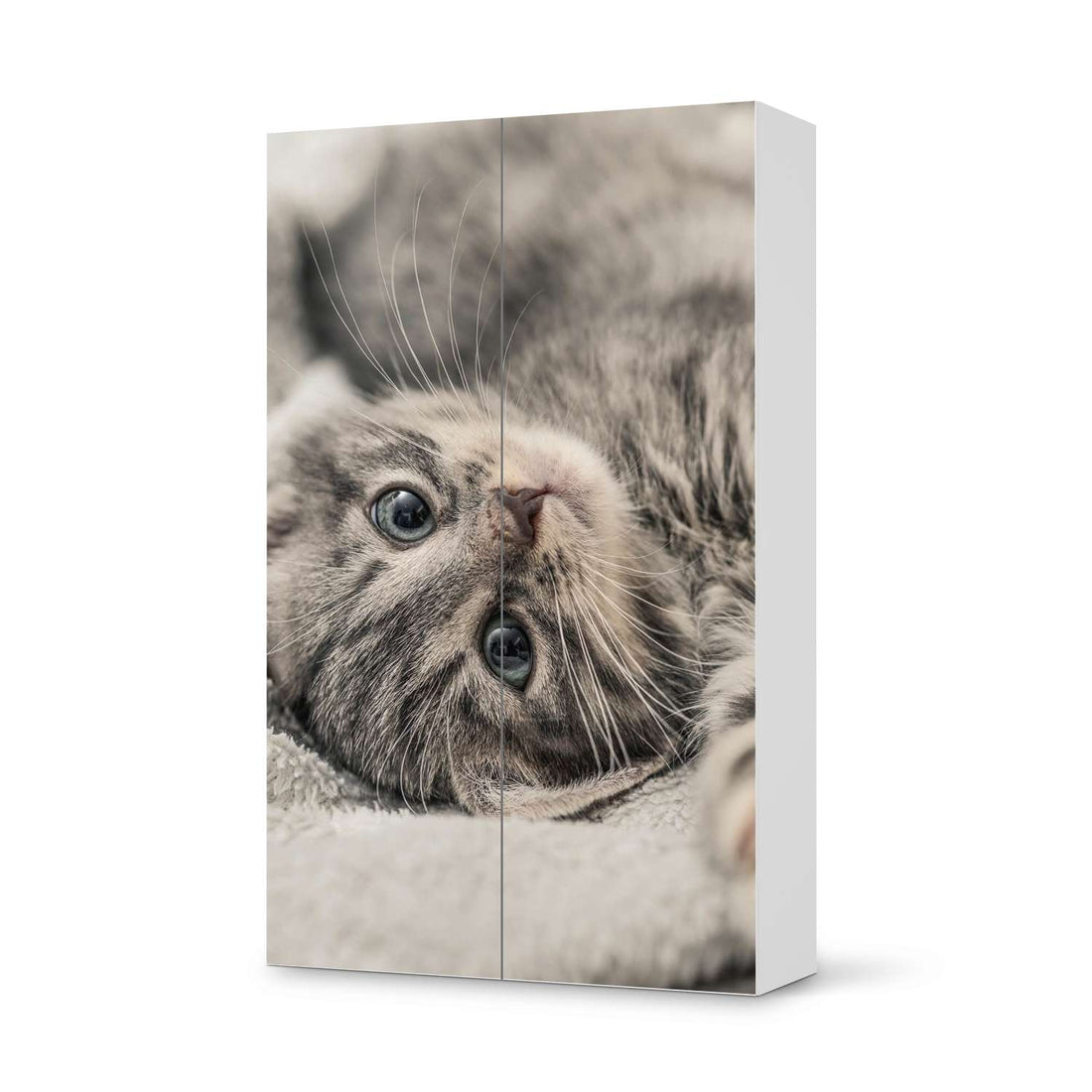 Klebefolie für Möbel Kitty the Cat - IKEA Besta Schrank Hoch 2 Türen  - weiss