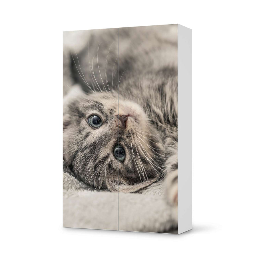 Klebefolie für Möbel Kitty the Cat - IKEA Besta Schrank Hoch 2 Türen  - weiss