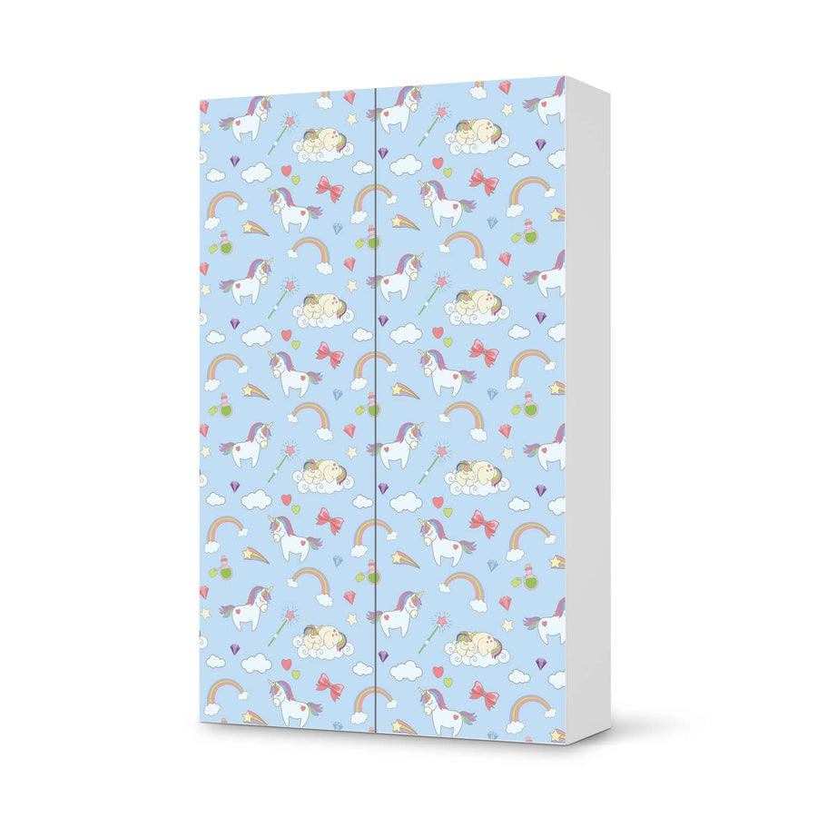 Klebefolie für Möbel Rainbow Unicorn - IKEA Besta Schrank Hoch 2 Türen  - weiss