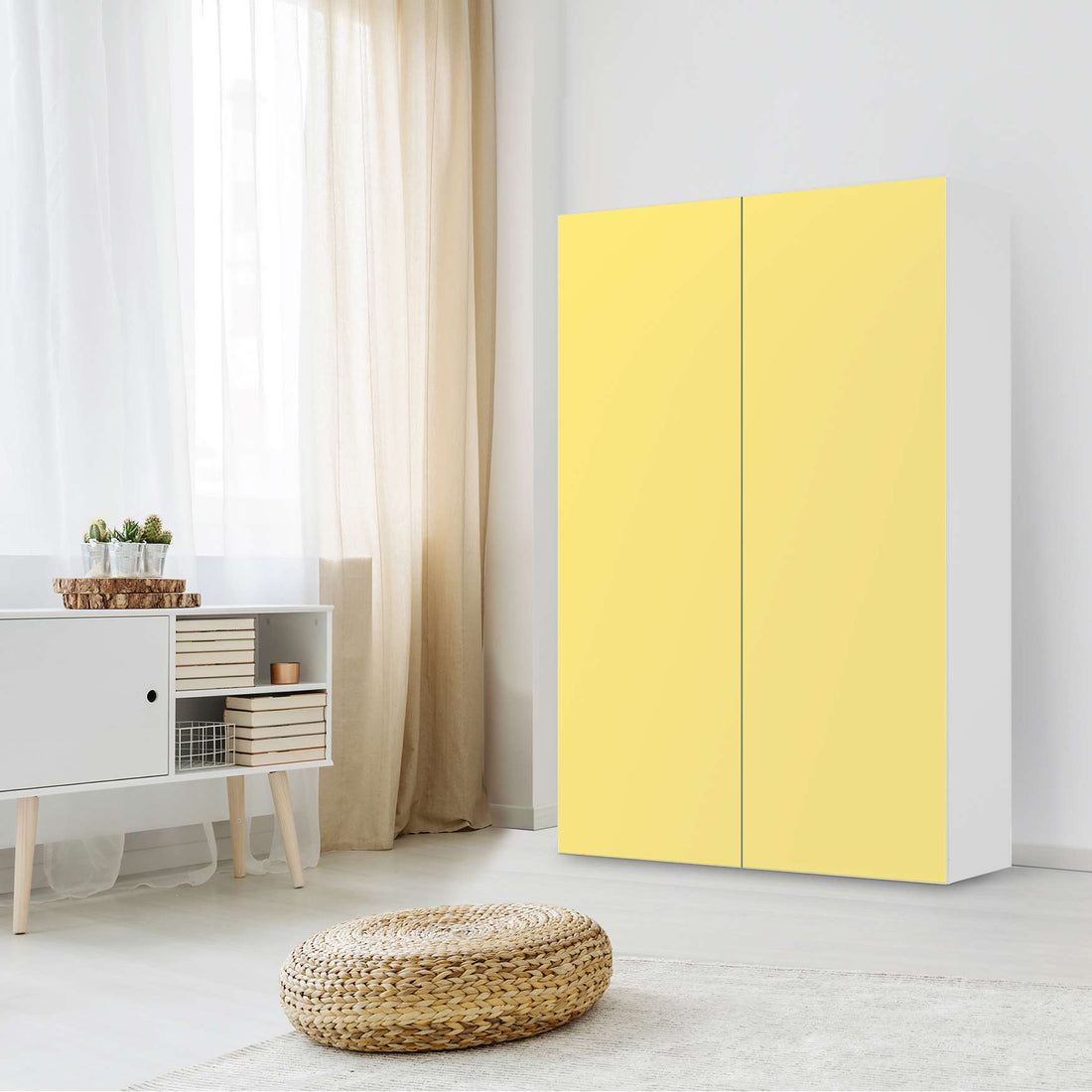 Klebefolie für Möbel Gelb Light - IKEA Besta Schrank Hoch 2 Türen - Wohnzimmer