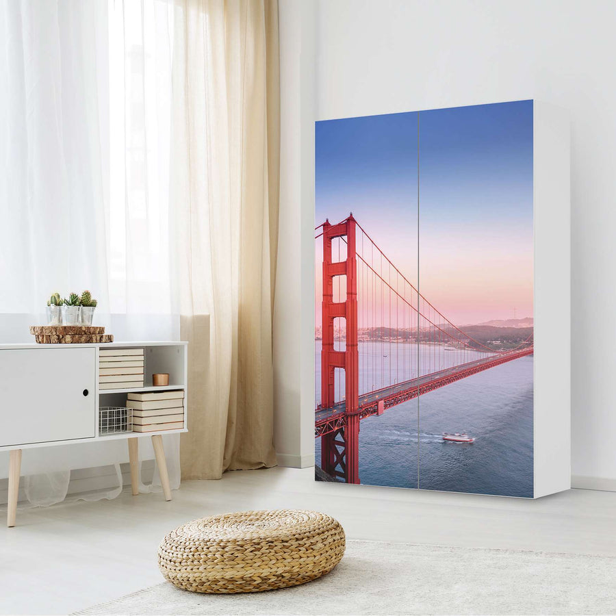 Klebefolie für Möbel Golden Gate - IKEA Besta Schrank Hoch 2 Türen - Wohnzimmer