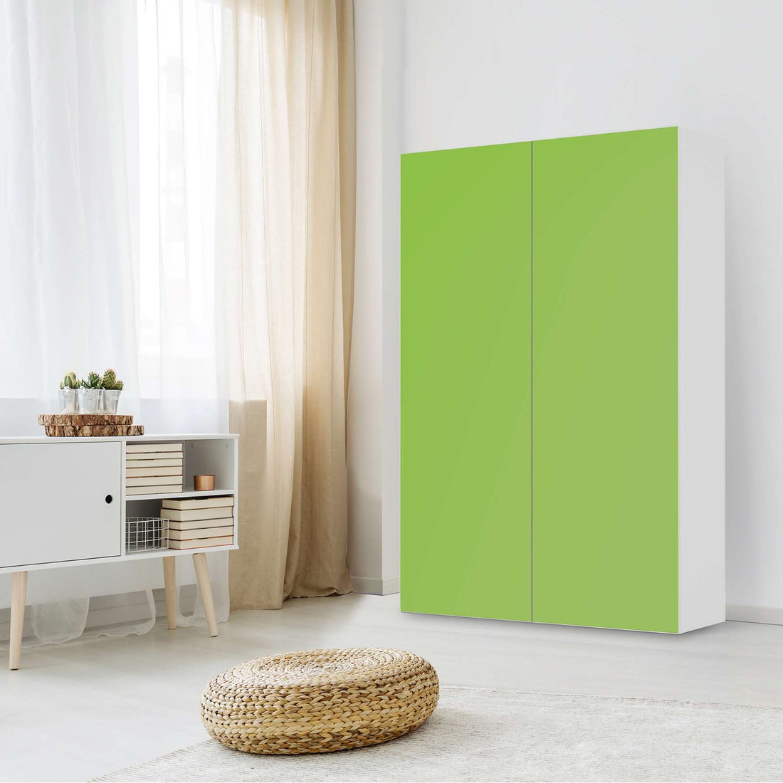 Klebefolie für Möbel Hellgrün Dark - IKEA Besta Schrank Hoch 2 Türen - Wohnzimmer
