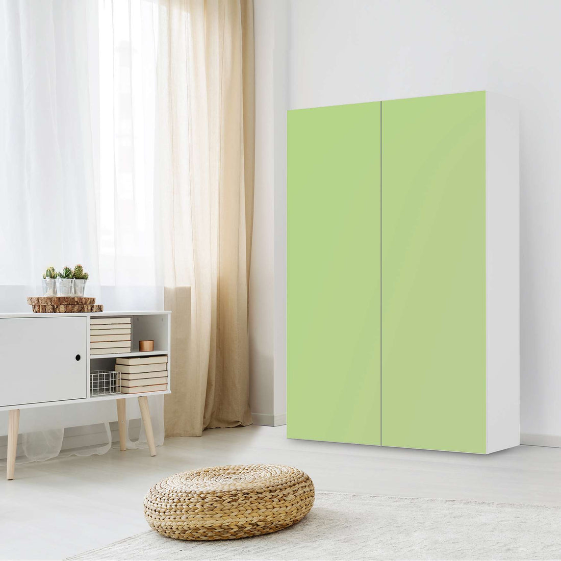 Klebefolie für Möbel Hellgrün Light - IKEA Besta Schrank Hoch 2 Türen - Wohnzimmer