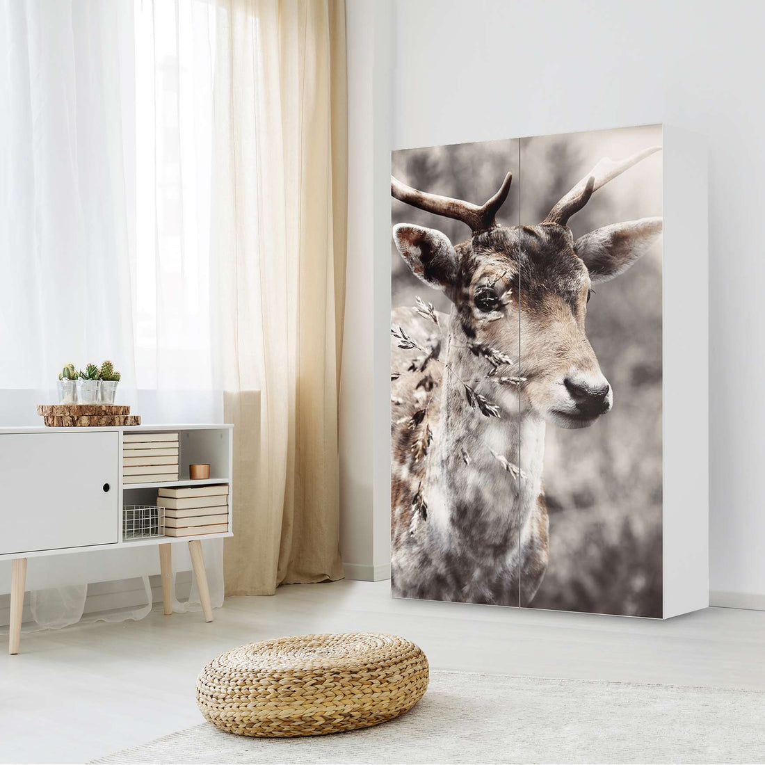 Klebefolie für Möbel Hirsch - IKEA Besta Schrank Hoch 2 Türen - Wohnzimmer