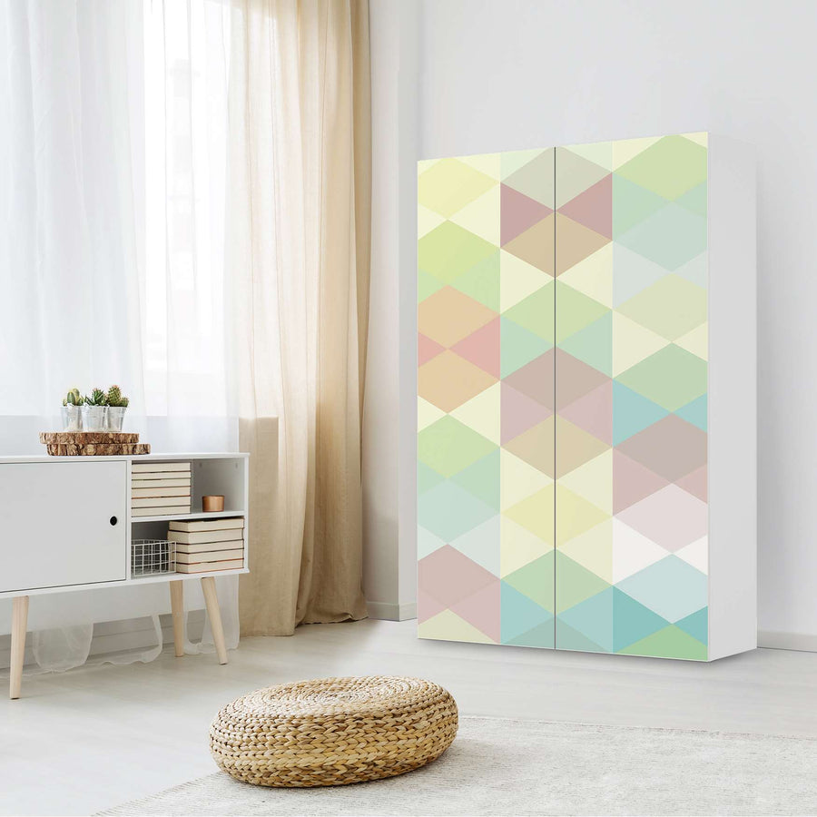 Klebefolie für Möbel Melitta Pastell Geometrie - IKEA Besta Schrank Hoch 2 Türen - Wohnzimmer