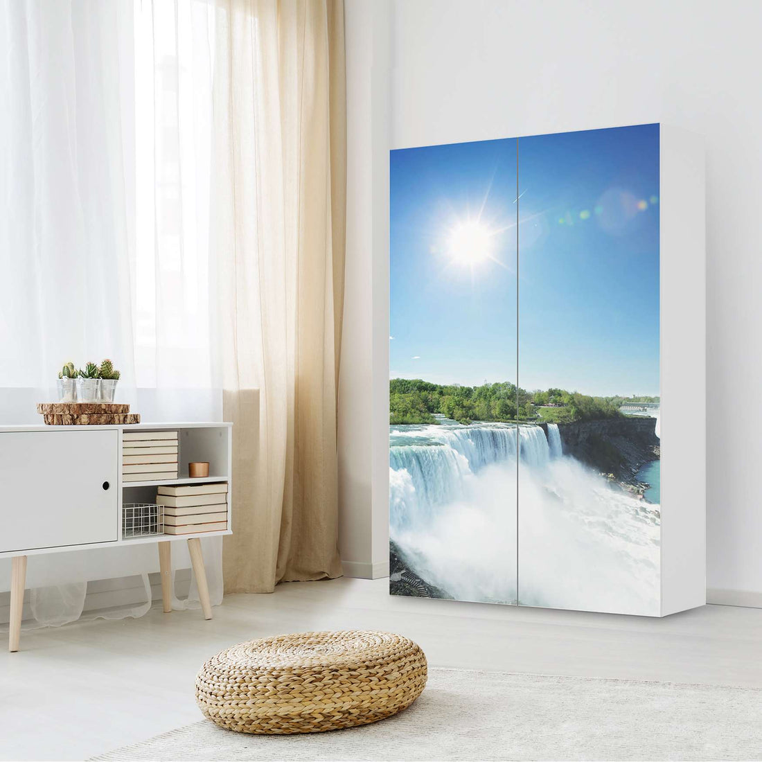 Klebefolie für Möbel Niagara Falls - IKEA Besta Schrank Hoch 2 Türen - Wohnzimmer