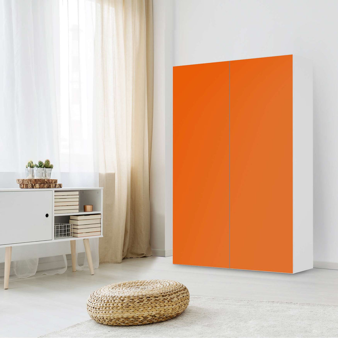 Klebefolie für Möbel Orange Dark - IKEA Besta Schrank Hoch 2 Türen - Wohnzimmer