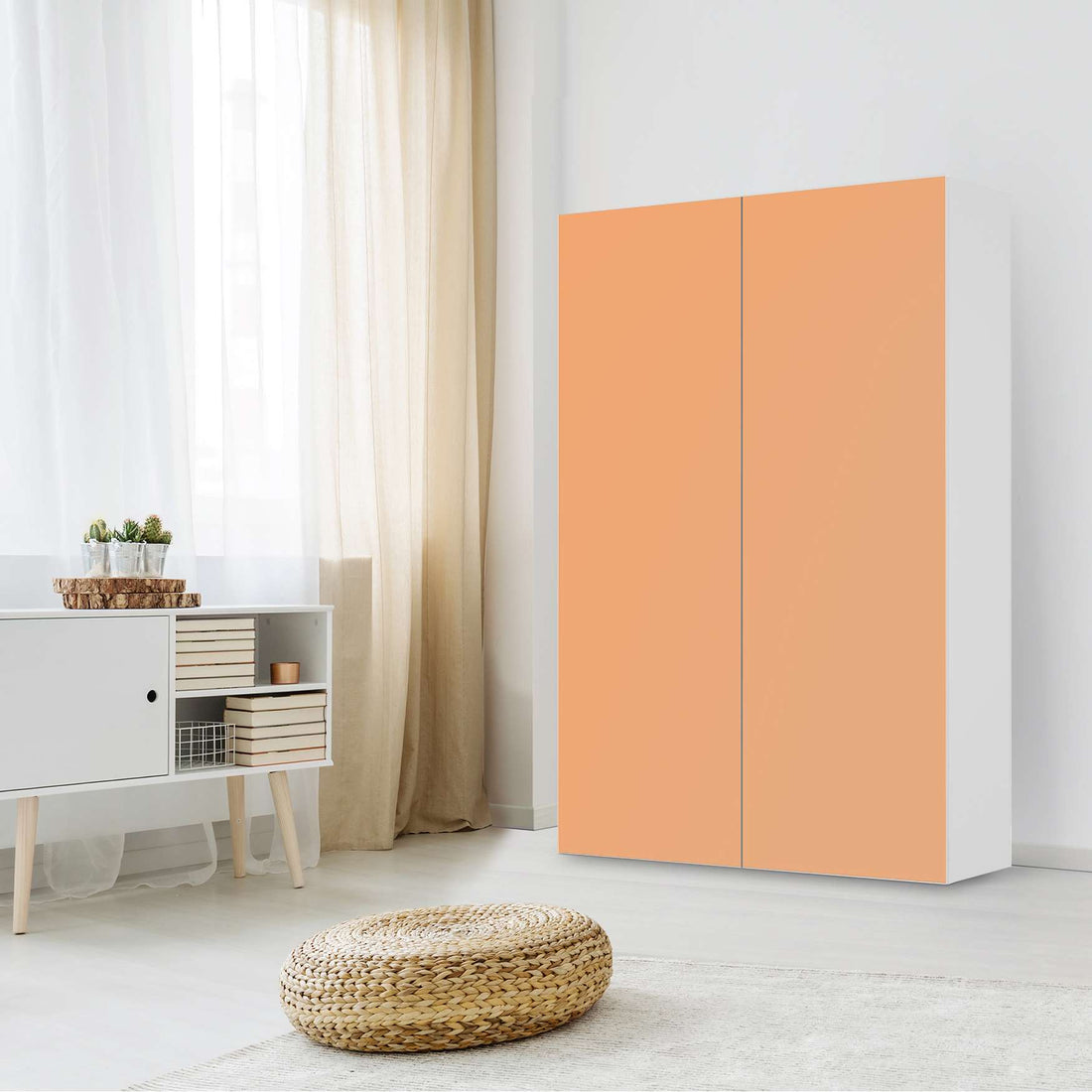 Klebefolie für Möbel Orange Light - IKEA Besta Schrank Hoch 2 Türen - Wohnzimmer