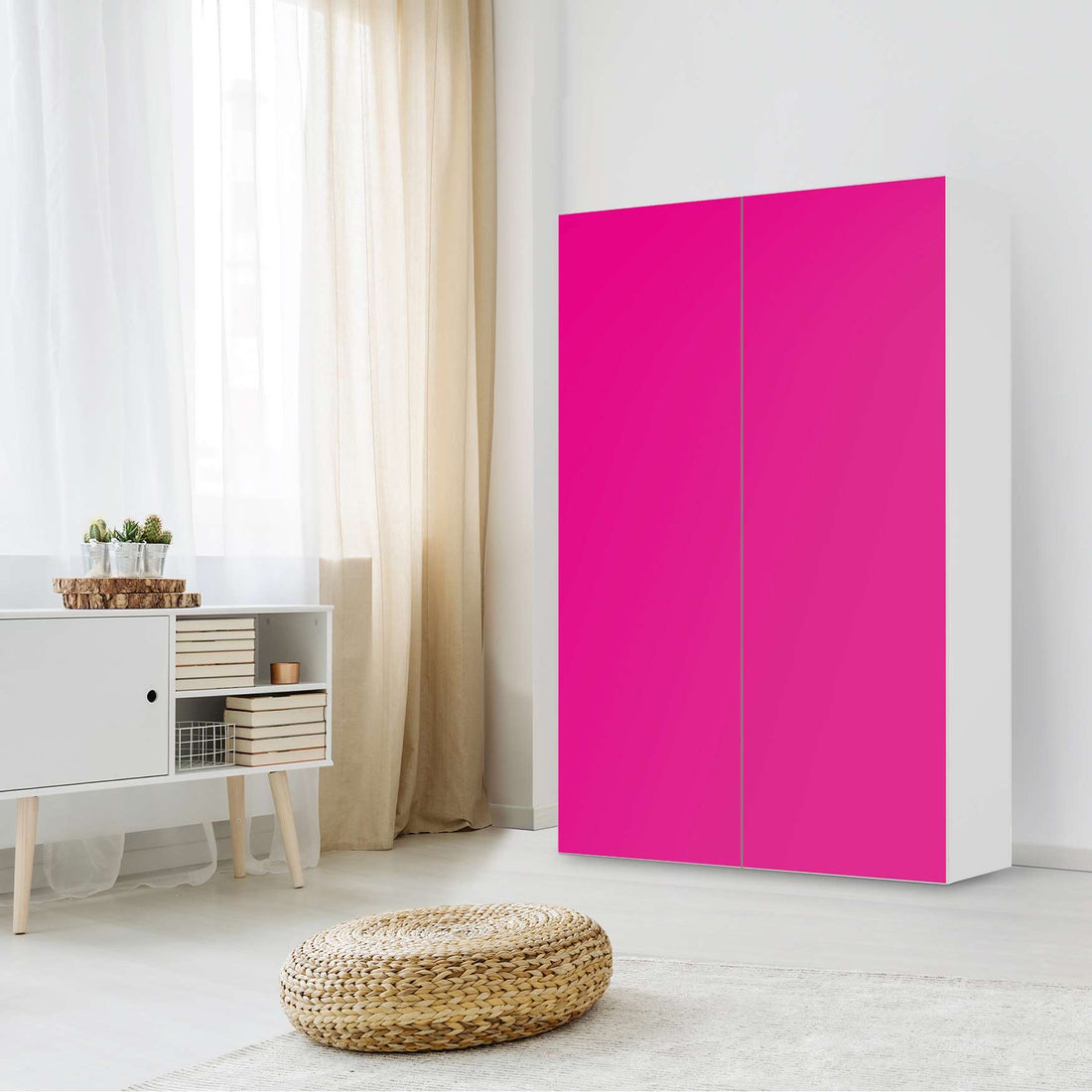Klebefolie für Möbel Pink Dark - IKEA Besta Schrank Hoch 2 Türen - Wohnzimmer