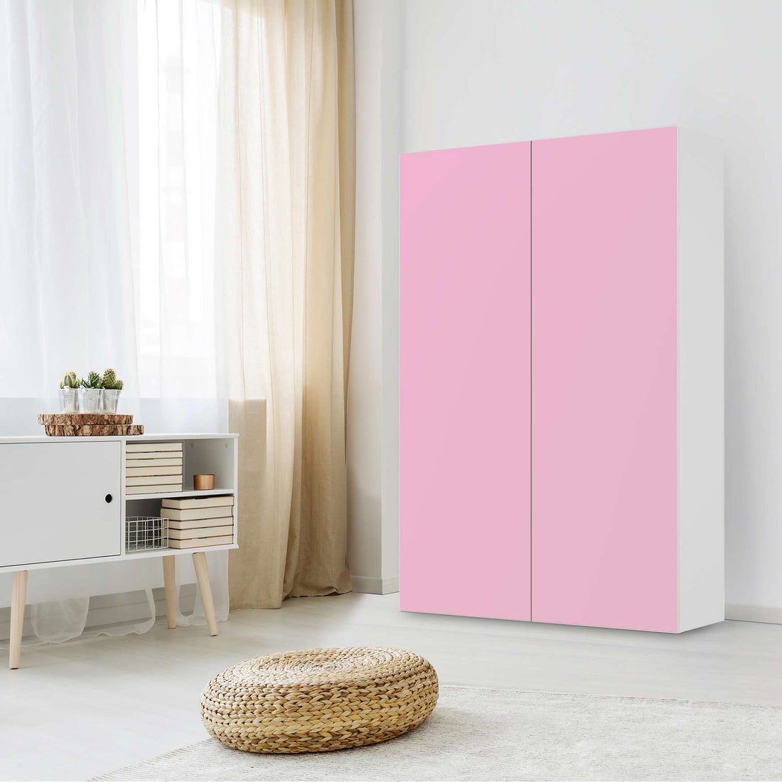 Klebefolie für Möbel Pink Light - IKEA Besta Schrank Hoch 2 Türen - Wohnzimmer
