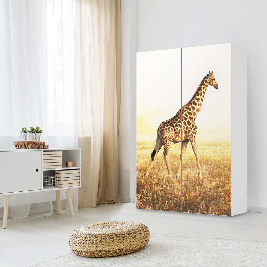 Klebefolie für Möbel Savanna Giraffe - IKEA Besta Schrank Hoch 2 Türen - Wohnzimmer