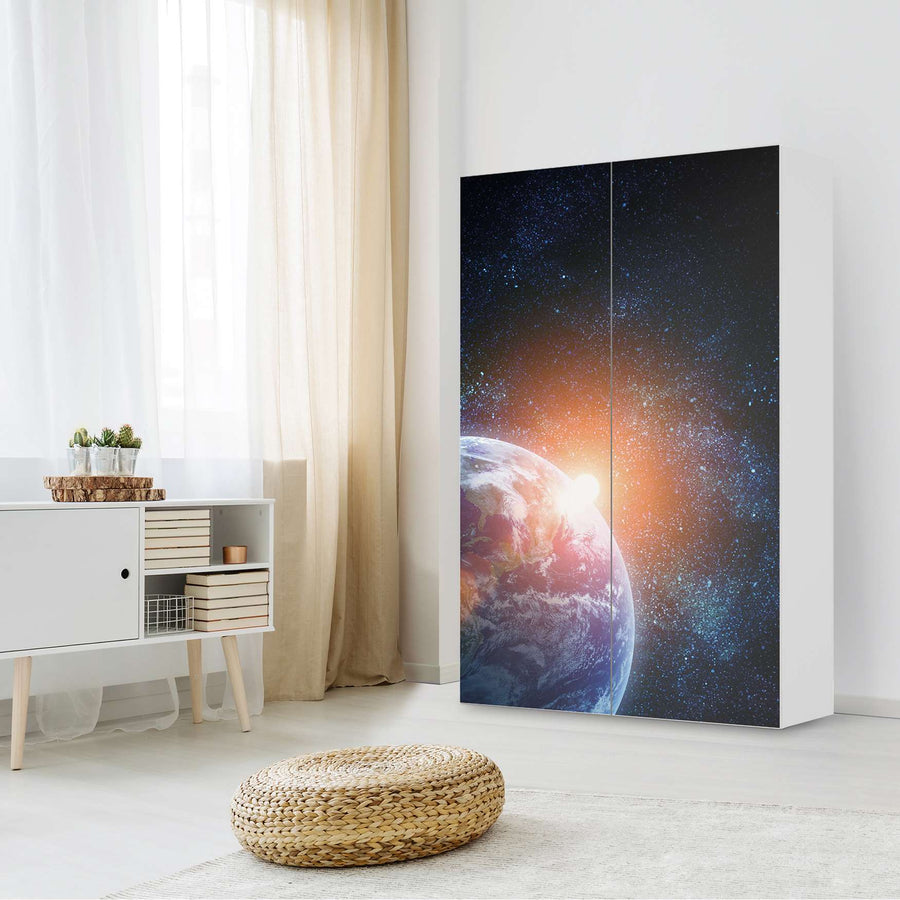 Klebefolie für Möbel Sunrise - IKEA Besta Schrank Hoch 2 Türen - Wohnzimmer