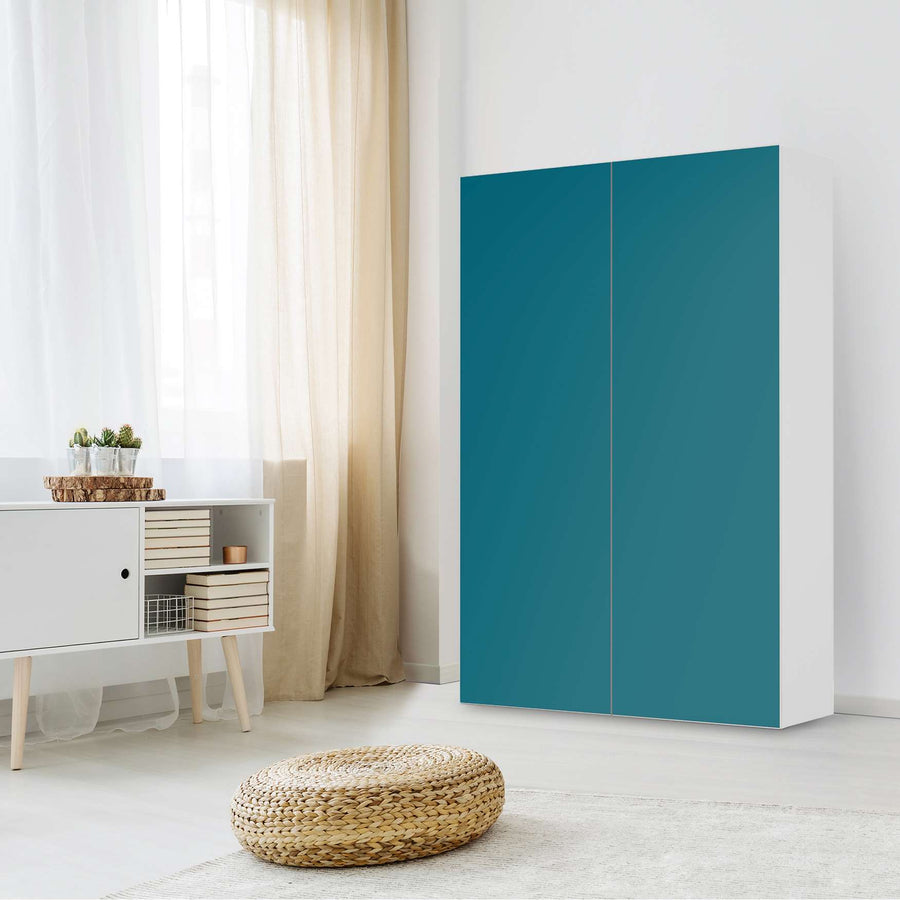 Klebefolie für Möbel Türkisgrün Dark - IKEA Besta Schrank Hoch 2 Türen - Wohnzimmer
