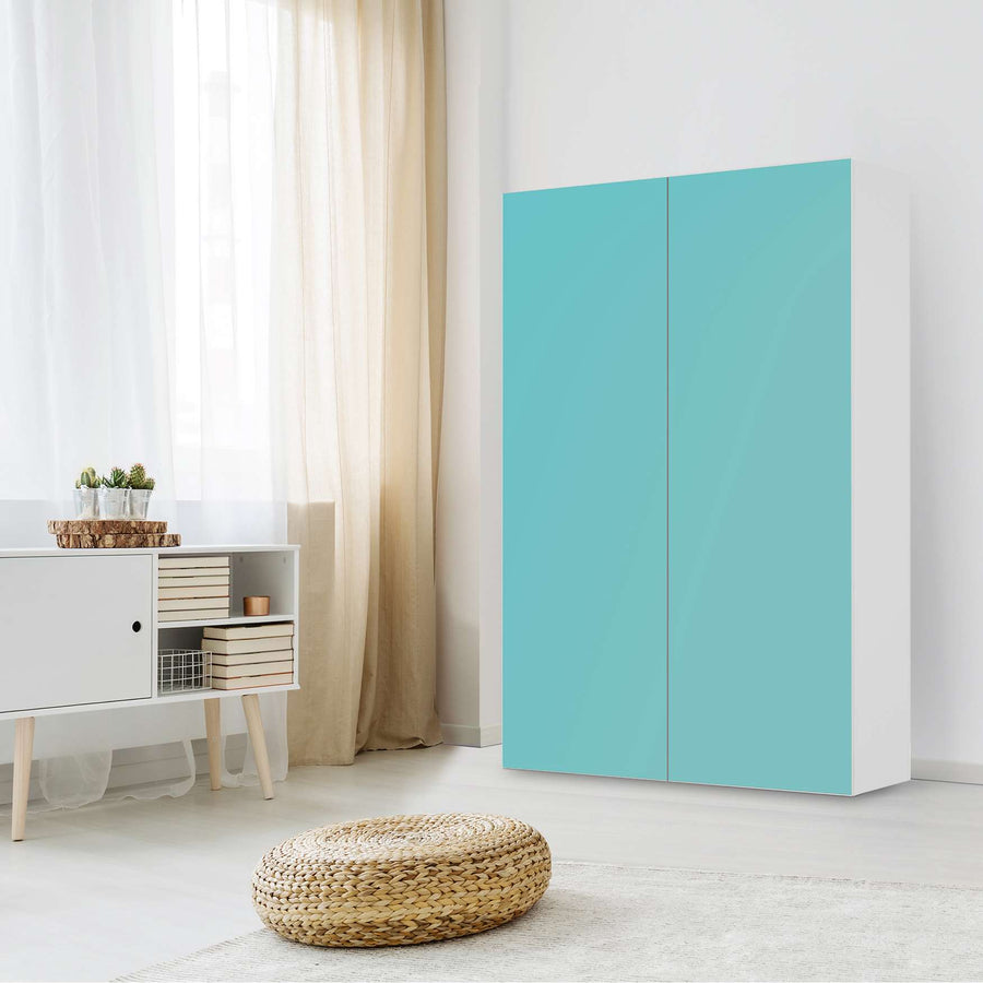 Klebefolie für Möbel Türkisgrün Light - IKEA Besta Schrank Hoch 2 Türen - Wohnzimmer