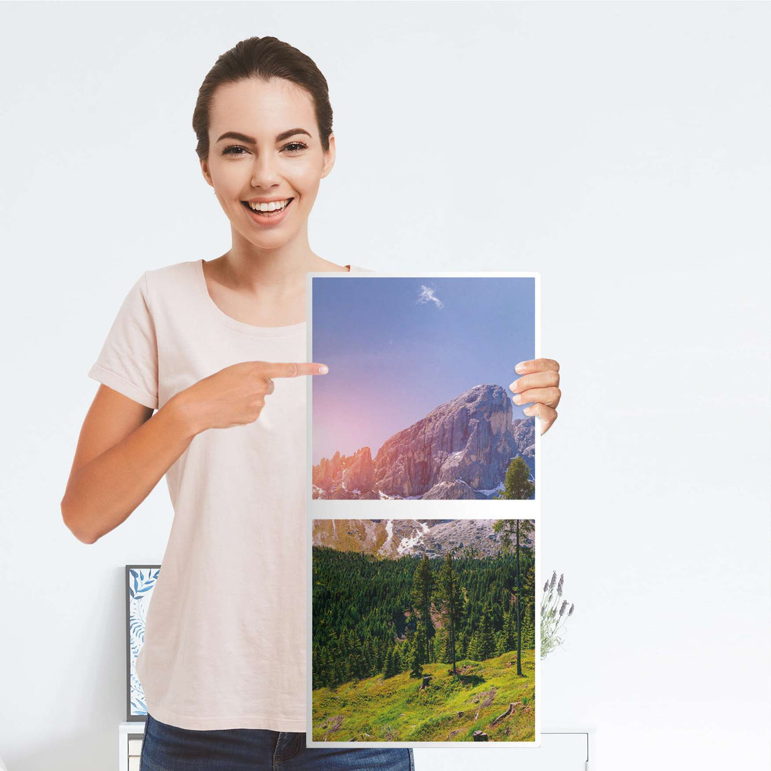 Klebefolie für Möbel Alpenblick - IKEA Expedit Regal 2 Türen Hoch - Folie