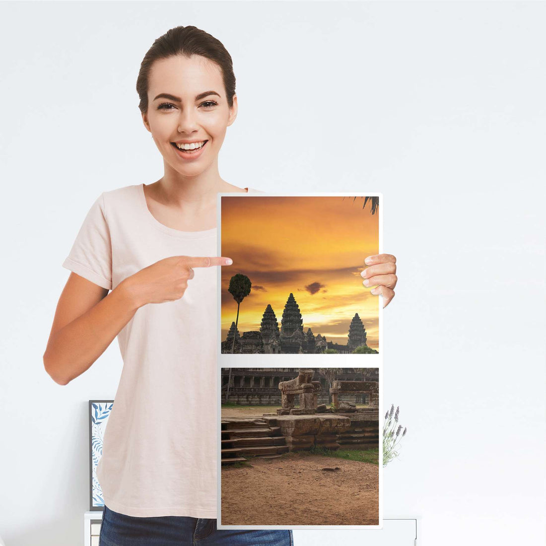 Klebefolie für Möbel Angkor Wat - IKEA Expedit Regal 2 Türen Hoch - Folie