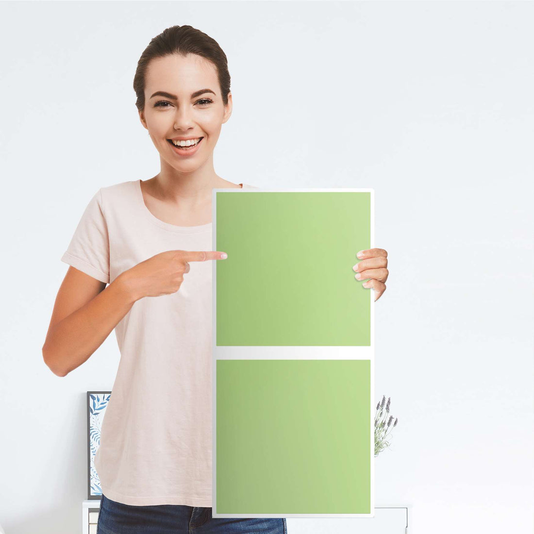 Klebefolie für Möbel Hellgrün Light - IKEA Expedit Regal 2 Türen Hoch - Folie