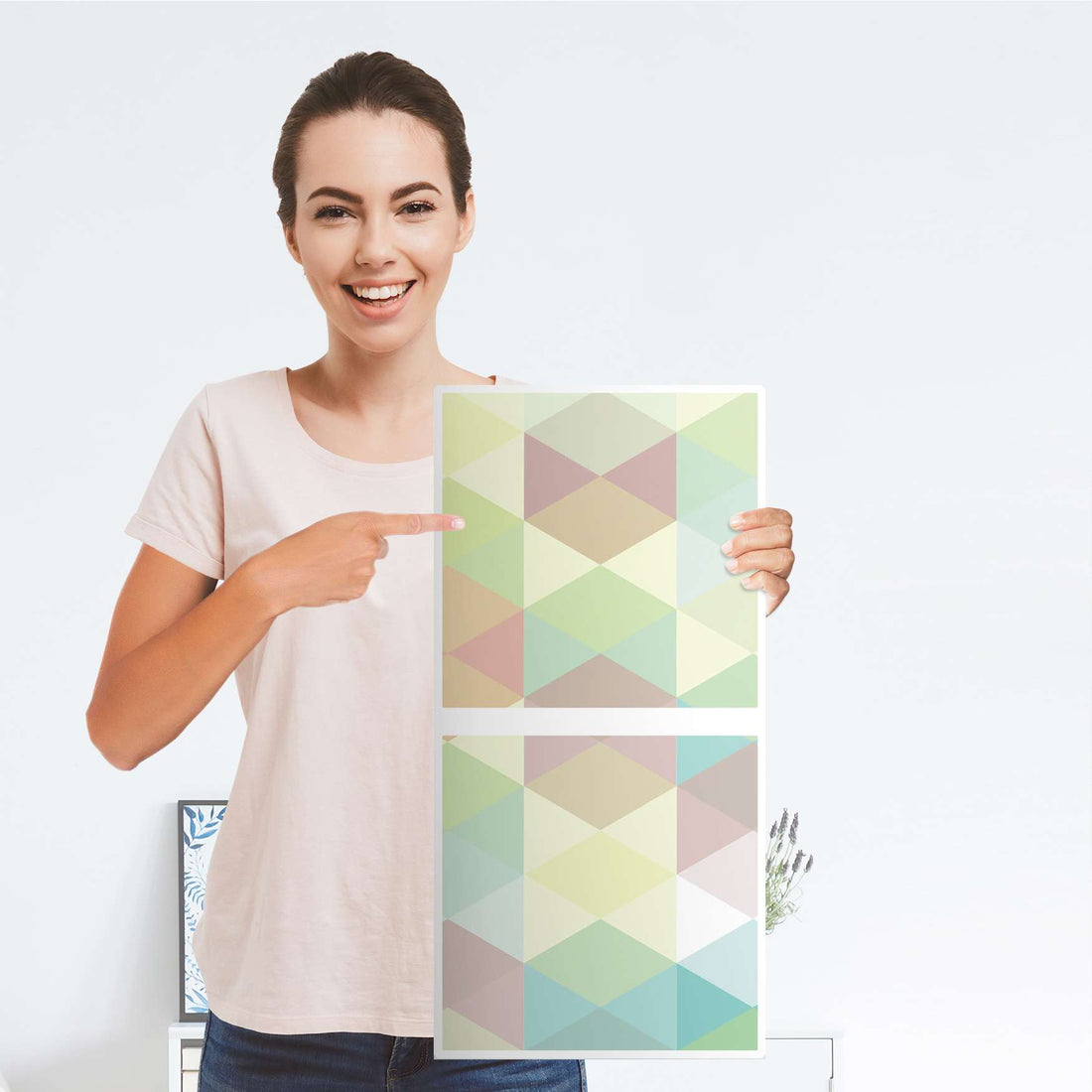 Klebefolie für Möbel Melitta Pastell Geometrie - IKEA Expedit Regal 2 Türen Hoch - Folie