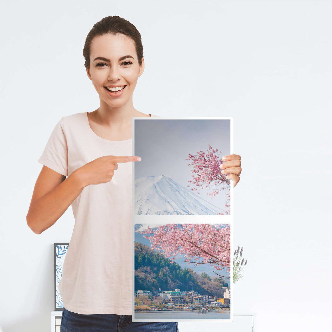 Klebefolie für Möbel Mount Fuji - IKEA Expedit Regal 2 Türen Hoch - Folie