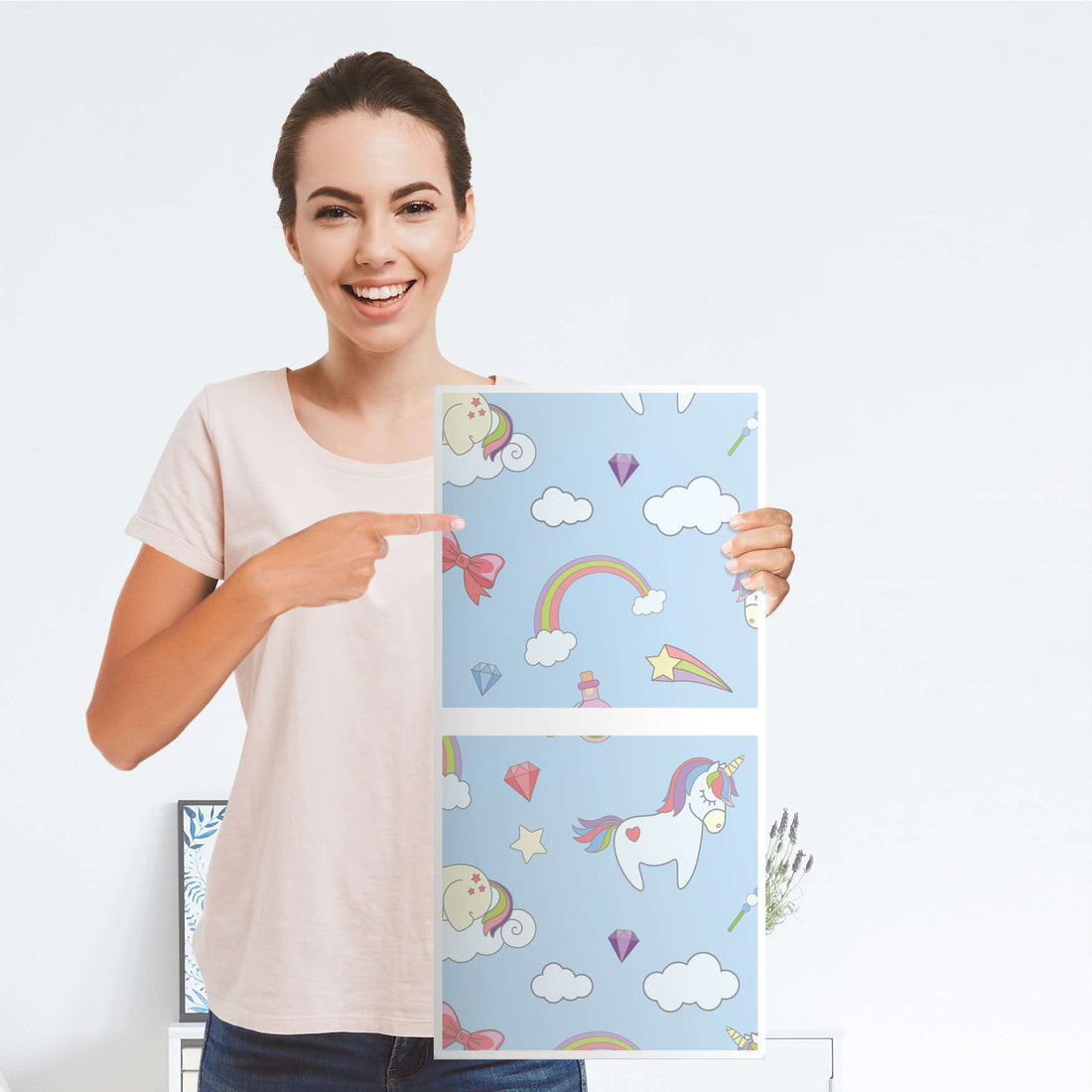 Klebefolie für Möbel Rainbow Unicorn - IKEA Expedit Regal 2 Türen Hoch - Folie