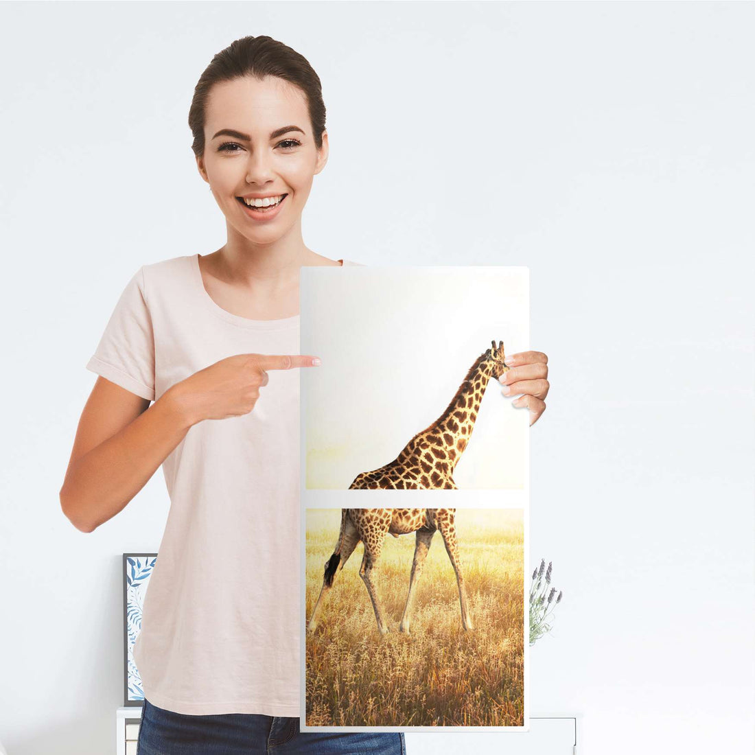 Klebefolie für Möbel Savanna Giraffe - IKEA Expedit Regal 2 Türen Hoch - Folie